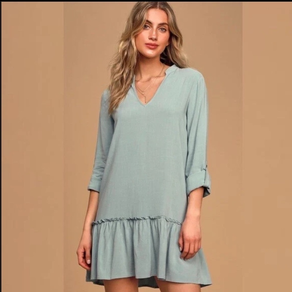 Lulu's Light Blue Ruffled Hem Dress - Picture 3 of 9